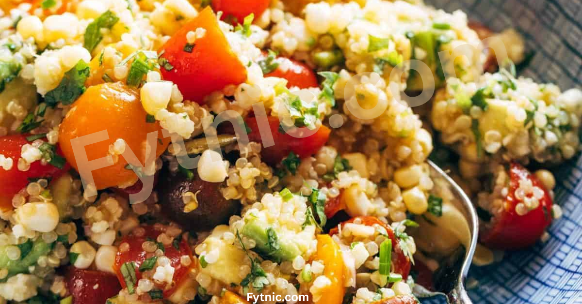 Corn, Avocado, and Quinoa Salad with Marinated Tomatoes